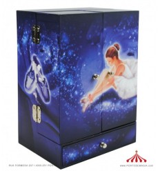 Blue Jewelry Cabinet with Music Ballet Dancer