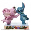 Mistletoe Kiss - Stitch and Angel with Mistletoe Figurine
