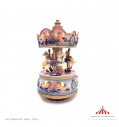 Blue and pink carousel with angels
