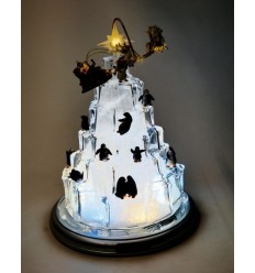 “Iceberg” com pinguins e Pai Natal - Caixa de Música