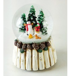 Boneco de Neve com Criança na Floresta - Bola de Neve