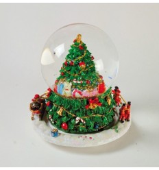 Árvore de Natal com Bola de Neve e Trenó