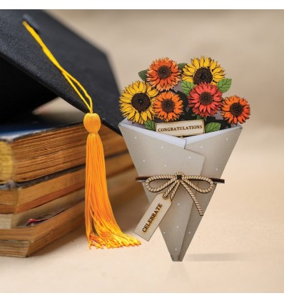 Parabéns - Cartão 3D com flores