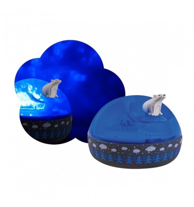 Luz Noturna - Aurora Boreal Projector Musical - Urso em Bloco de Gelo