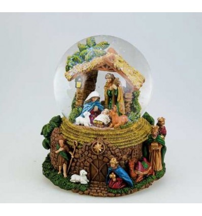 Snow globe nativity music box