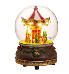 Carrossel iluminado em Bola sem Neve - Caixa de Música
