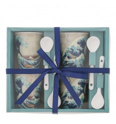 Conjunto de 4 Chávenas e Colheres Hokusai