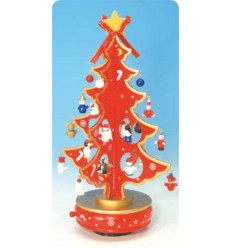 Red wooden Christmas tree