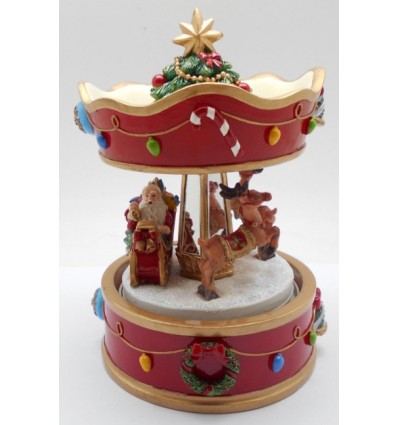 Carrossel Vermelho com Pinturas de Natal