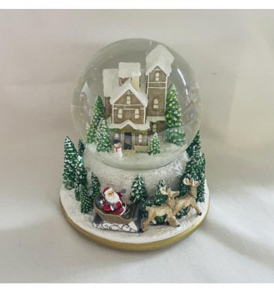 Pai Natal com Menina à volta da Árvore de Natal - Bola de Neve