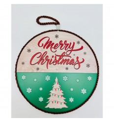Merry Christmas Azul 20cm - Base de Cerâmica com Relevo