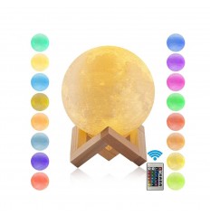 Candeeiro Lua com Base de Madeira