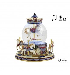 Bola de Neve Carrossel Cores Pastel - Caixa de Musica