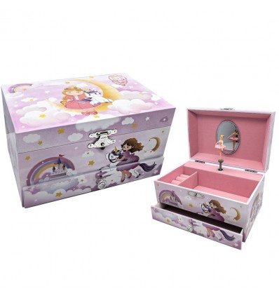 Blue music box, ballerina and swan