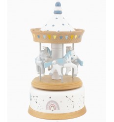 Carrossel Madeira Natural Astros - Caixa de Música