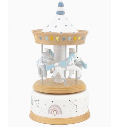Carrossel Madeira Natural Astros - Caixa de Música