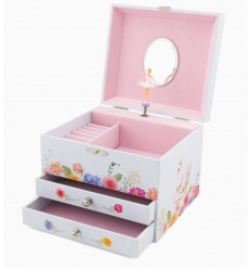 Bailarina com Flores de 2 Gavetas - Caixa de Música