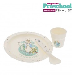 Conjunto Prato, Colher e Copo Peter Rabbit Coleção de Bebé