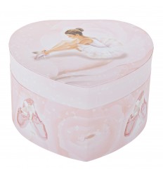 Bailarina Rosa Coração - Caixa de Música