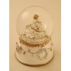 Árvore de Natal com comboio em Bola de Neve Branco e Dourado - Caixa de Música