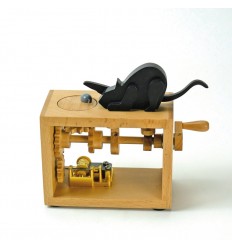 Gatinho com Bola Automata em Madeira - Realejo