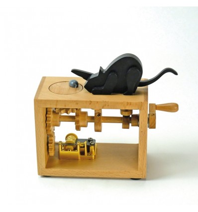 Gatinho com Bola Automata em Madeira - Realejo
